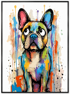 Colorful Graffiti Cartoon Dog Canvas Wall Art