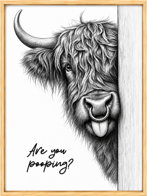 Funny Highland Cow Bathroom Wall Art