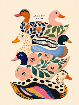 Colorful Ducks Art Print