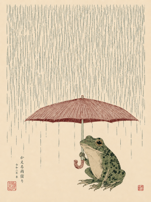Japanese Frog with Umbrella