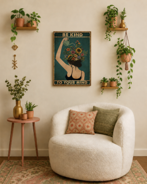 Alternative view of Be Kind to Your Mind Vintage Wall Art